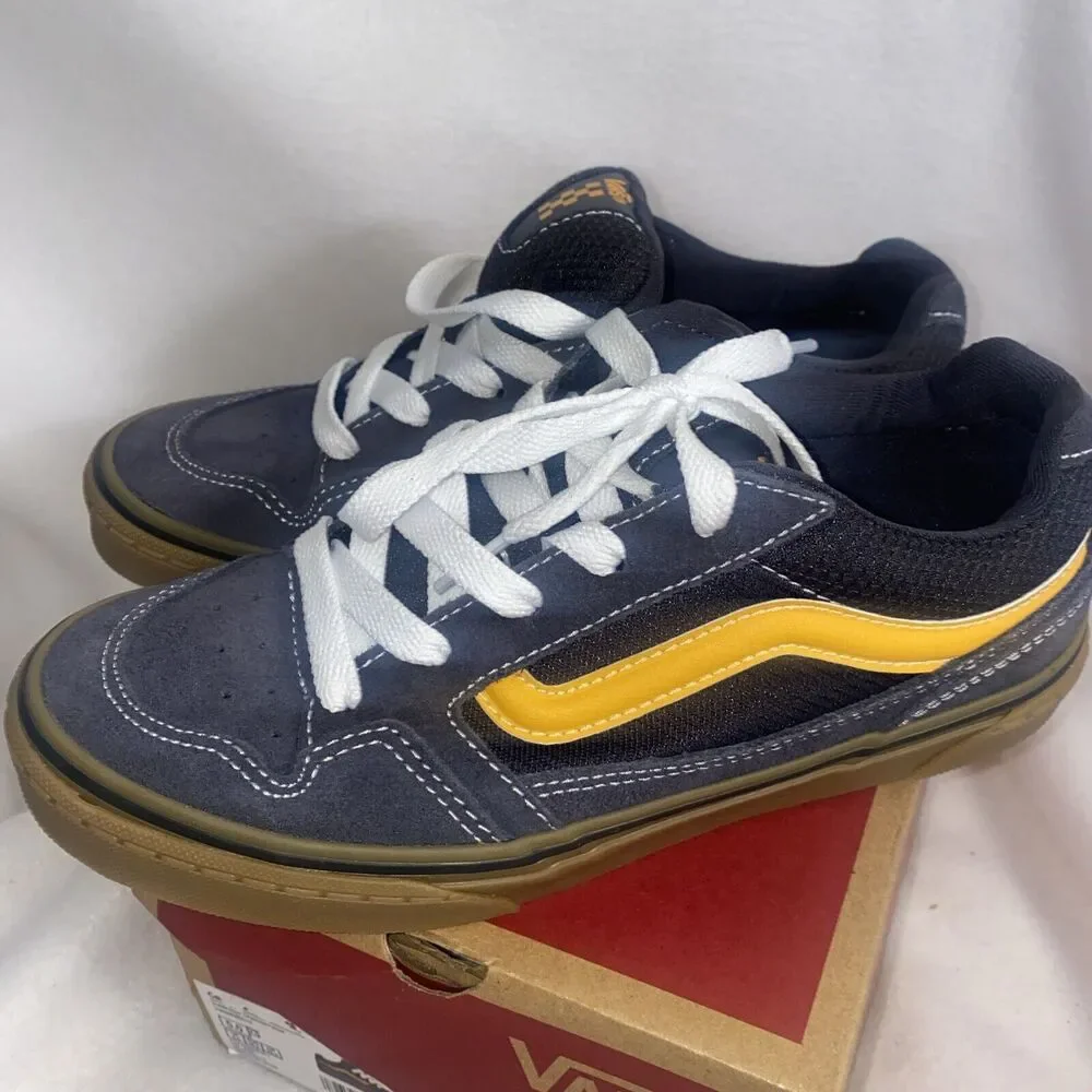 new Vans boys shoes Suede Sneakers Boy 5 low gray skater surf gray yellow